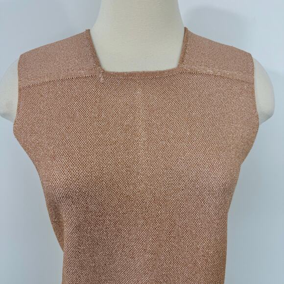 St. John Lurex Pique Sleveless Midi Knit Sheath Dress in Blossom Pink M *READ - Picture 6 of 14